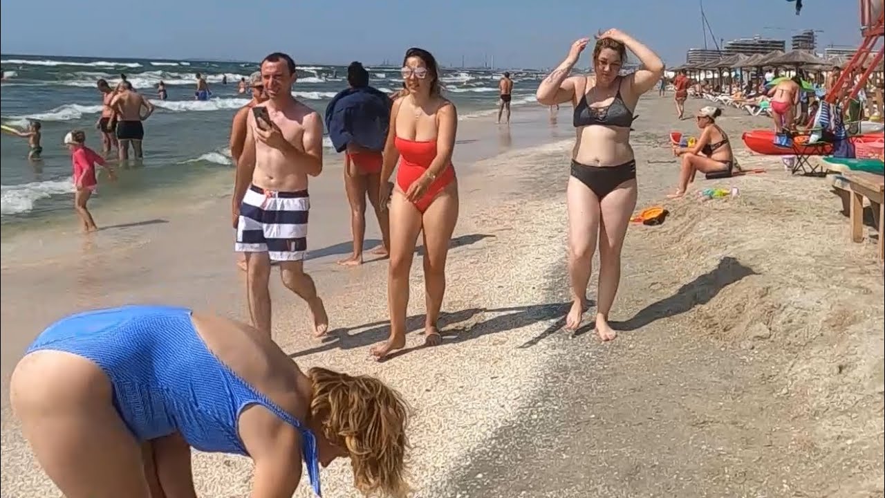 Plaja Hanul Piratilor Beach 4K video, Bikini Beach, Romania Mamaia Beach.