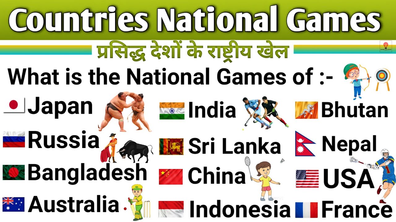 Țările și jocurile lor naționale în engleză |  Sportul Național al Țărilor |  Gk static