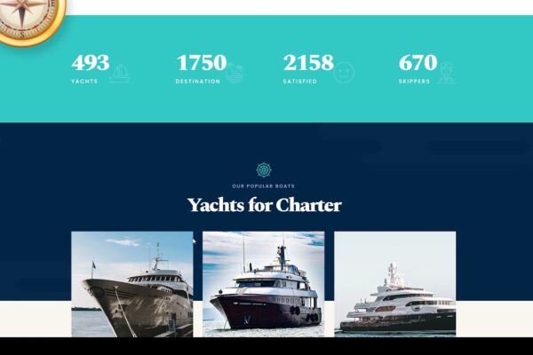 Yachter - Set de șabloane pentru servicii de închiriere de ambarcațiuni și iahturi pentru rezervare de yachting