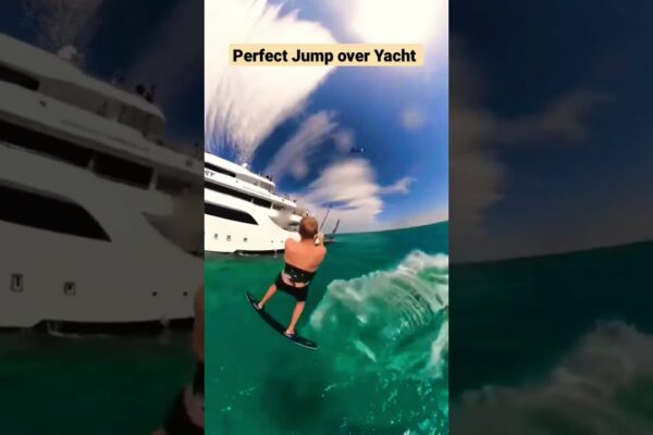 Brilliant Kitesurfer Jump Over Yacht 🏅🦸‍♀️#kitesurfing