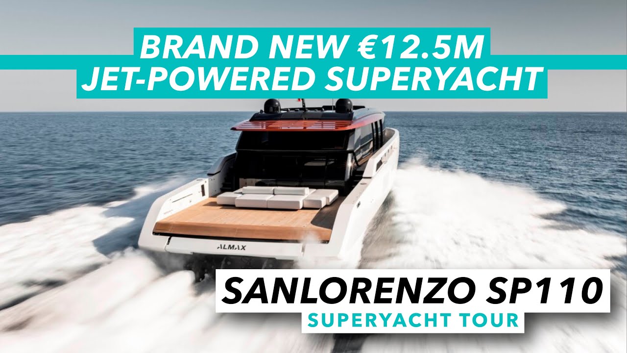 Superyacht nou-nouț cu motor cu reacție de 12,5 milioane EUR |  Tur cu iaht Sanlorenzo SP110 |  Barcă cu motor și iahting