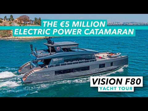 Acest catamaran cu motor de 5 milioane EUR are un viitor electric |  Tur cu iaht VisionF 80 |  Barcă cu motor și iahting