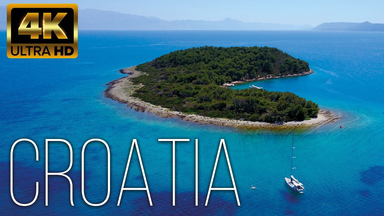 CROATIA ÎN 4K Video UHD - Muzică relaxantă cu navigație și insulele de coastă