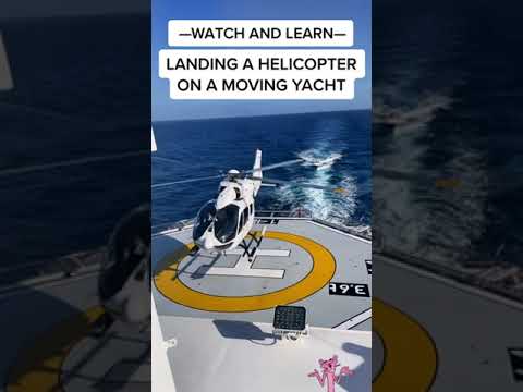 Aterizarea elicopterului pe un iaht în mișcare ca un șef Ați mai văzut asta înainte #yachts #shorts