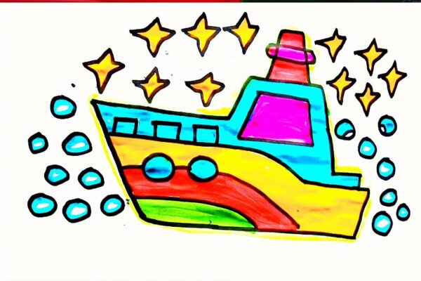 Yacht Boat Desen, colorat și pictură pentru kide, Toddlers |  Să desenăm, împreună