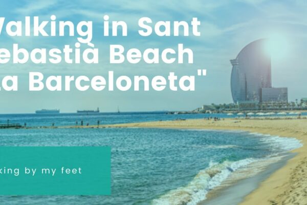 Apus de soare pe plaja Sant Sebastià face surf și face plajă La Barceloneta Spania - Hotel W.  Mergând pe lângă picioarele mele