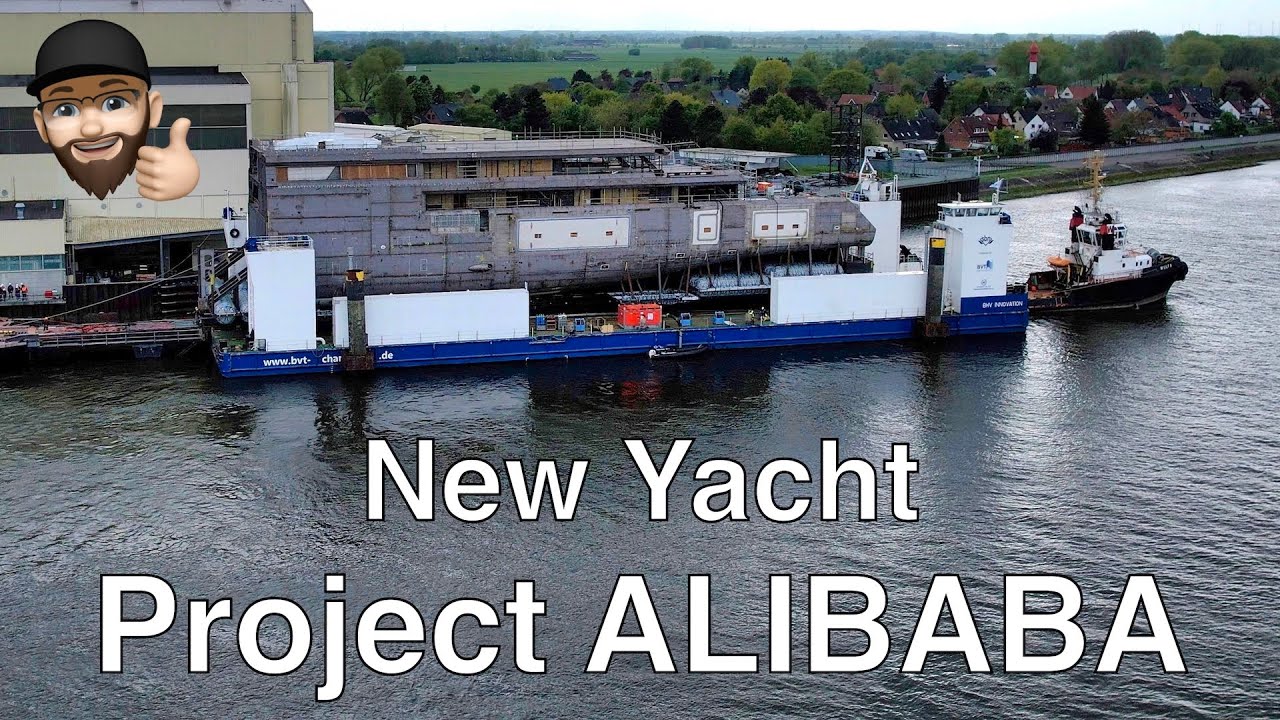 Noua carenă Super Yacht - 130 m+ Proiect ALIBABA de la Lürssen shipard - transport special