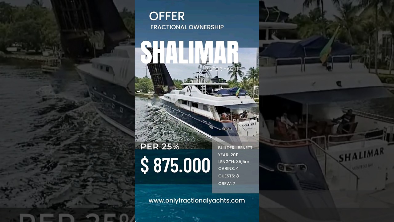 Experimentați un lux de neegalat la bordul iahtului cu motor SHALIMAR Proprietate fracționată la 25% pentru 875.000 USD