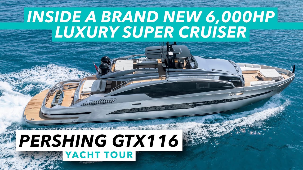 Tur cu iaht Pershing GTX116 |  În interiorul unui super cruiser de lux nou-nouț de 6.000 CP |  Barcă cu motor și iahting