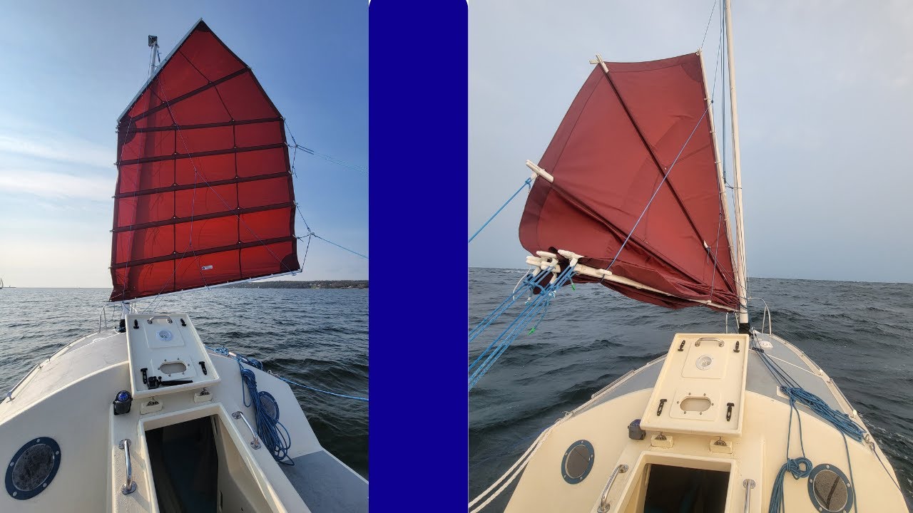 S2E103 Hove To at Sea in 25kt Winds// Junk Rig//Leaving Halifax