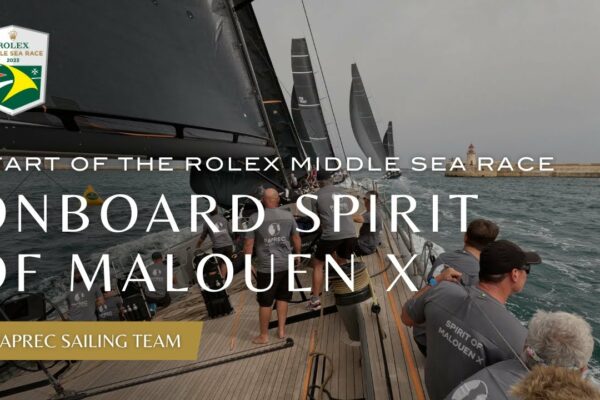 Filmare de start la bordul celui mai mare iaht din cursa Rolex Middle Sea