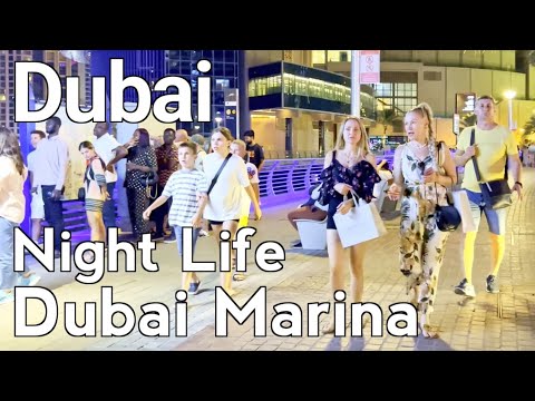 Dubai [4K] Uimitor portul de agrement din Dubai, tur de mers pe jos pentru viața de noapte din Dubai 🇦🇪