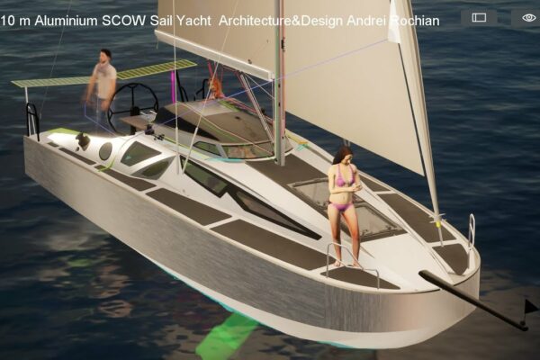 10 m Aluminiu SCOW Sail Yacht Architecture&Design Andrei Rochian