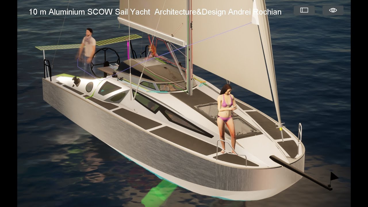 10 m Aluminiu SCOW Sail Yacht Architecture&Design Andrei Rochian