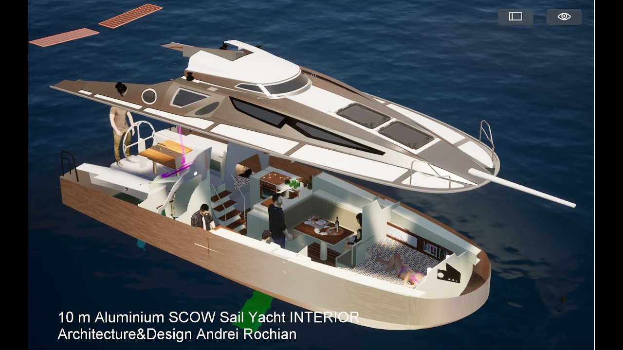 10 m Aluminiu SCOW Sail Yacht INTERIOR Arhitectura&Design Andrei Rochian