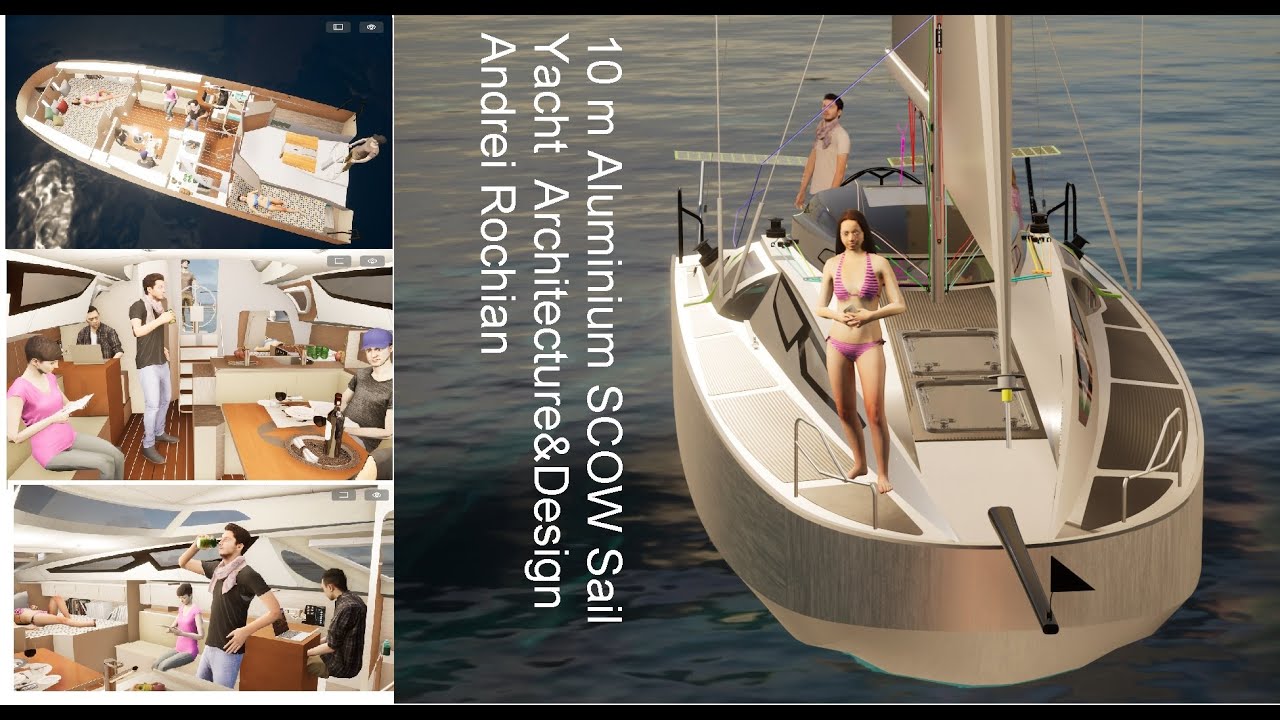 10 m Aluminiu SCOW Sail Yacht INTERIOR Arhitectura&Design Andrei Rochian