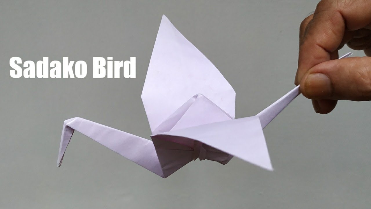 Tutorial pasăre Sadako |  Cum să faci pasăre sadako |  Hârtie Sadako pasăre origami |  Sanharies înfiorătoare