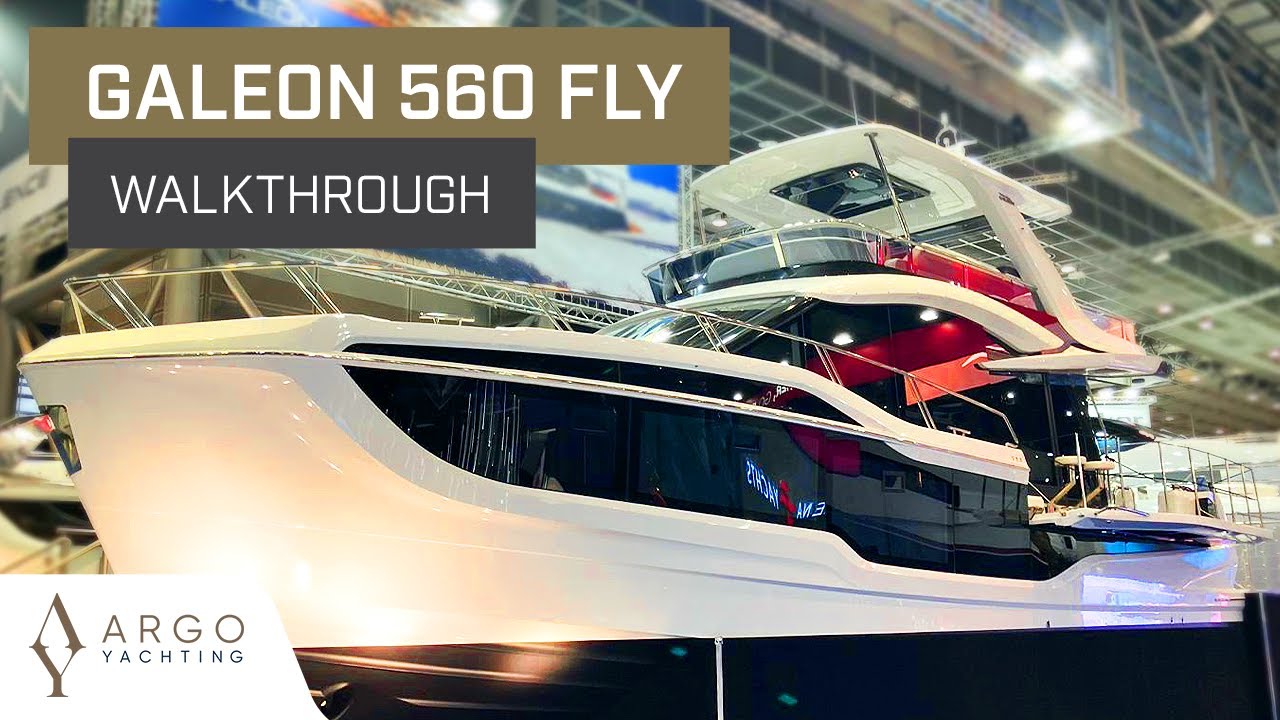 Tur cu iaht POV al spațiosului Galeon 560 FLY la Dusseldorf Boat Show 2024 |  4K și 60FPS