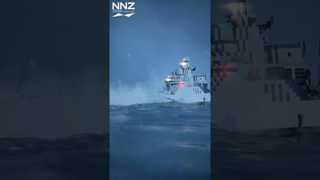 O navă de război care navighează prin mări agitate #minecraft #blender #shorts