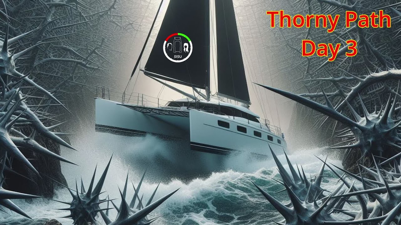 #241 Solo Sail - Thorny Path frânează barca |  Navigare Sisu Leopard 45 Catamaran Circumnavigating