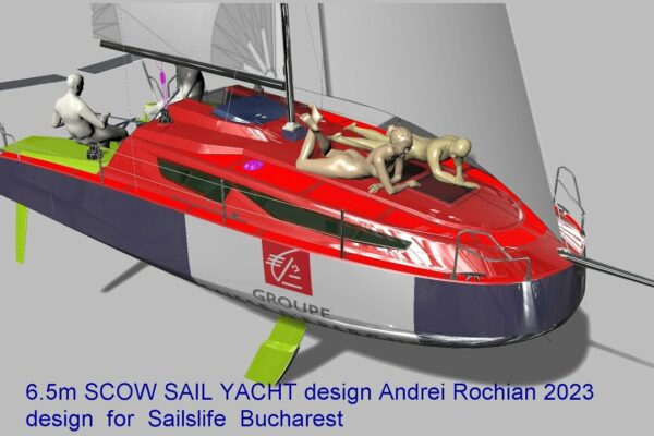 6.5m SCOW SAIL YACHT Architecture& Design Andrei Rochian 2023