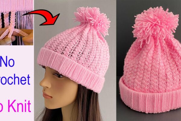 Pălărie Beanie împletită DIY fără Abilități de croșetat și tricotat |  छोटी गोल टोपी |  Sombrero de Beanie |  Gorro