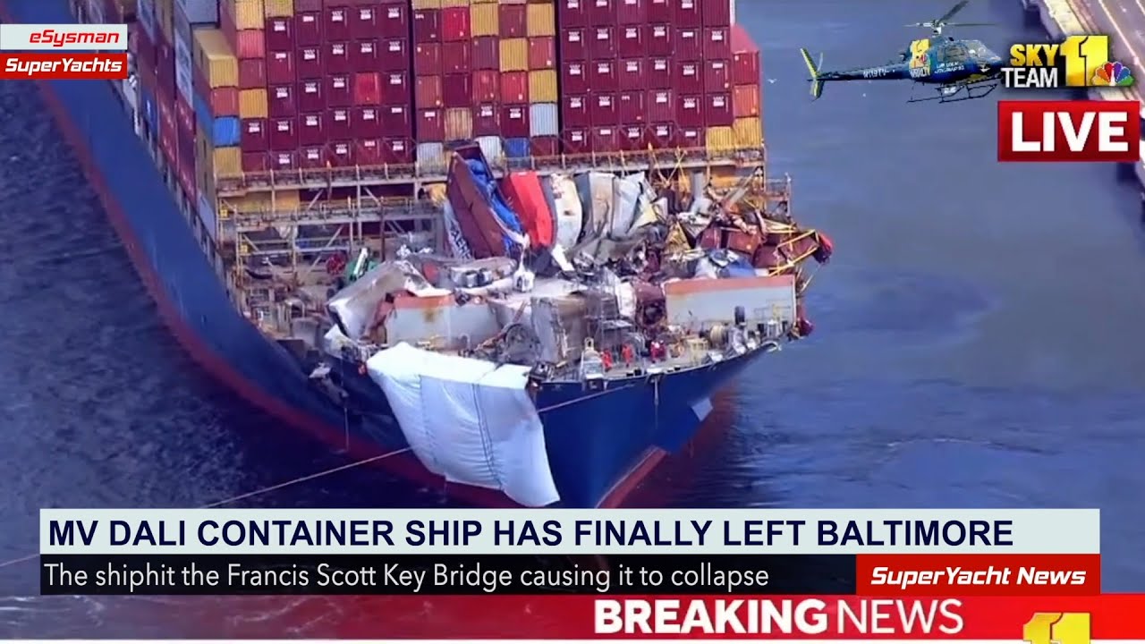 MV Dali pleacă în sfârșit din Baltimore |  Clipuri SY