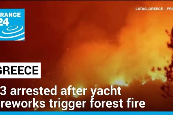13 arestați după ce focurile de artificii pe iahturi au declanșat un incendiu forestier în Grecia • FRANCE 24 English