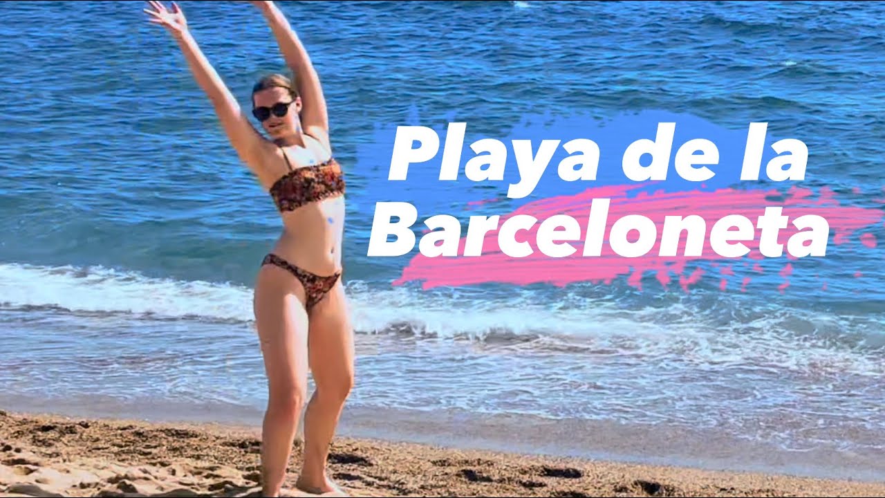Tur pe jos 4K pe plaja Barceloneta Barcelona