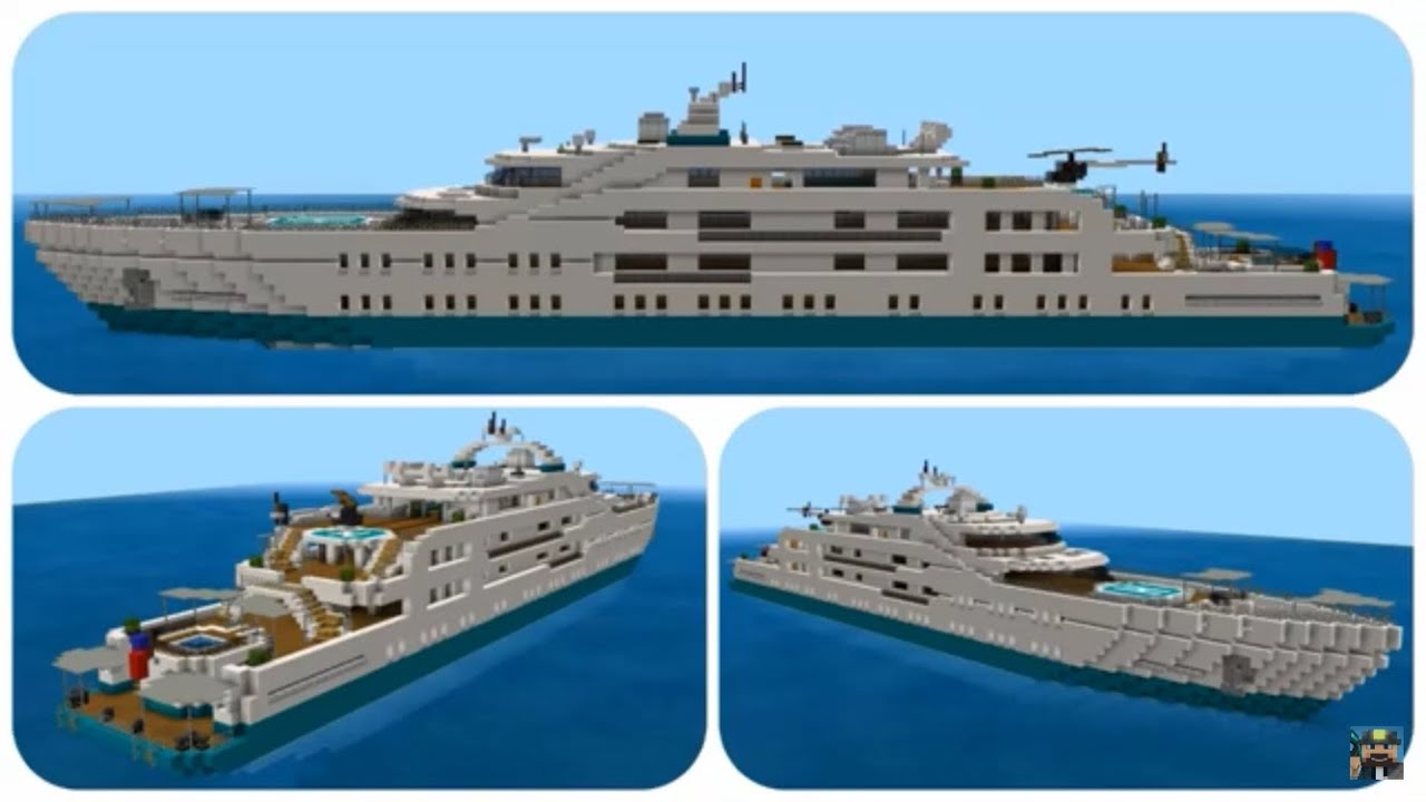 Minecraft: Cum să construiți un iaht în Minecraft (GTA 5 Galaxy Yacht Aquarius) Minecraft Yacht Tutorial