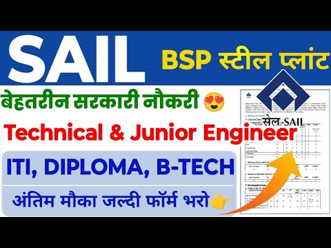 SAIL BSP Steel Plant ITI, Diploma, BTech Post vacant permanent ✅ Salariu: 35.000 ₹/+ | SAIL Post vacant