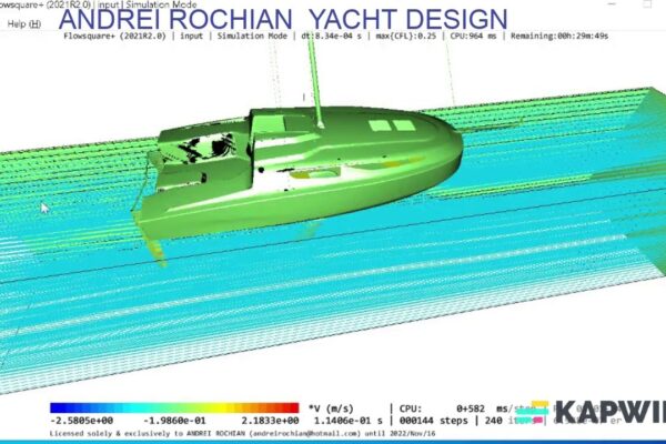 Simulare fluidă computațională 6,5 m Cocă de scow, Yacht cu vele Arhitectură și design Andrei Rochian