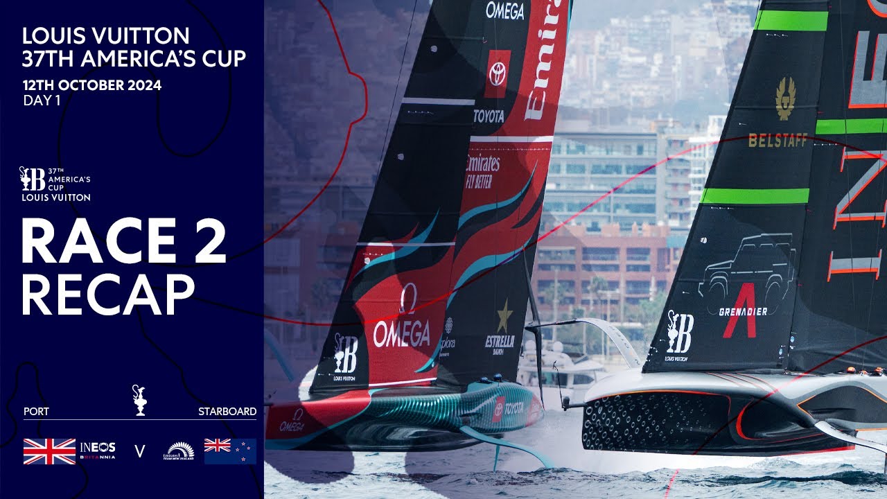 Recapitulare a 2-a cursă a Cupei Americii a 37-a Louis Vuitton | INEOS Britannia vs Emirates Team New Zealand