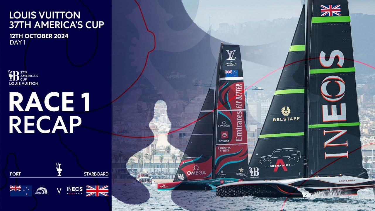 Louis Vuitton a 37-a Cursa 1 a Cupei Americii Recapitulare | Emirates Team New Zealand vs INEOS Britannia