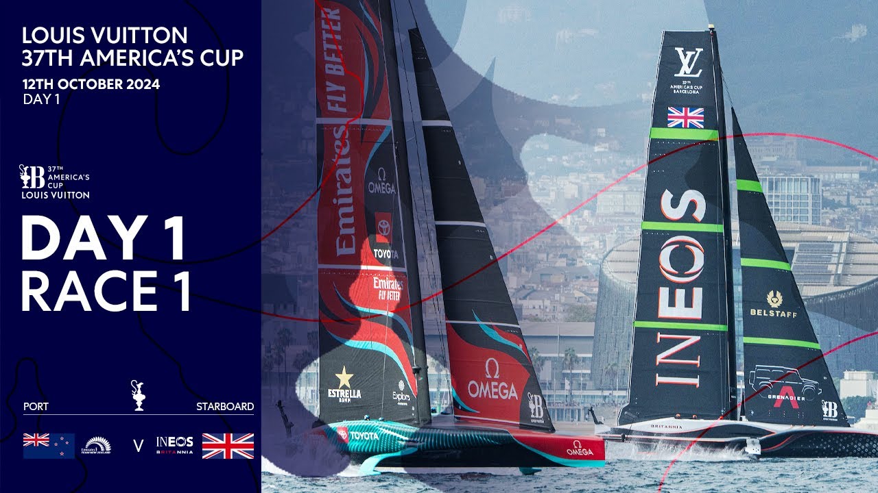 Louis Vuitton a 37-a Cursa 1 a Cupei Americii | Emirates Team New Zealand vs INEOS Britannia | Reluare completă