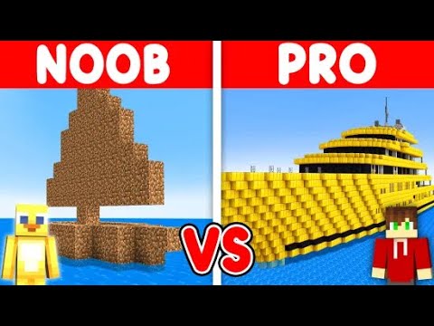 MEGA YACHT: NOOB vs PRO Build Challenge în Minecraft