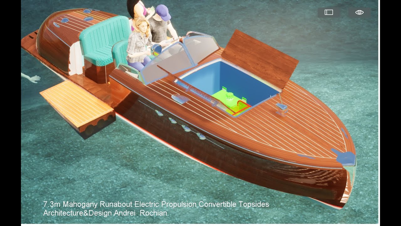 7.3m Mahon Runabout Electric Propulsion Convertible Topsides Architecture&Design Andrei Rochian