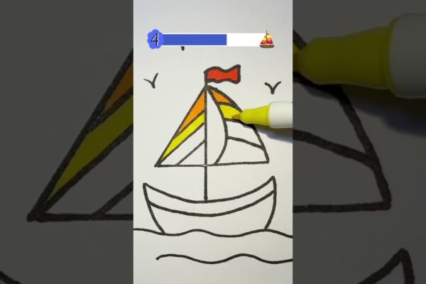 Cum să desenezi o barcă cu pânze⛵️ Tutorial de desen pas cu pas pentru copii