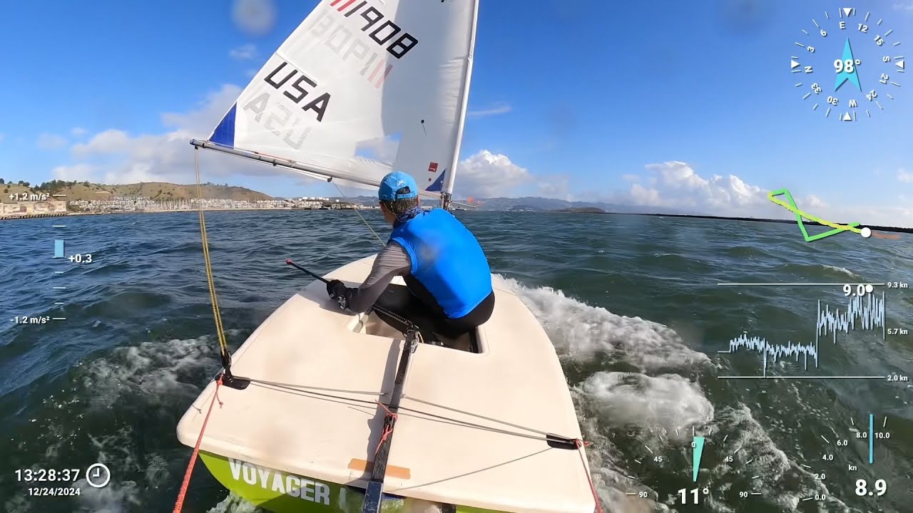 Navigație distractivă în Ajunul Crăciunului: ILCA/Laser în sensul vântului cu Wave Surfing