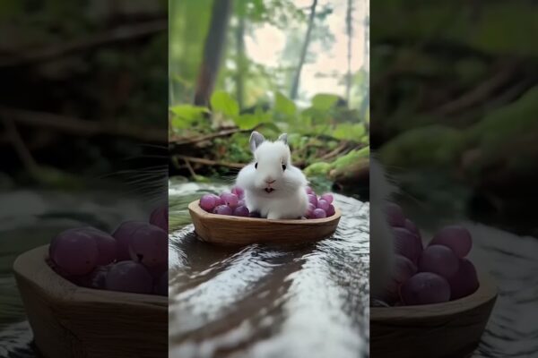 Cute Little Rabbit 🐰 Navigand cu minia sa barca 🛶 #cuterabbit #aigenerated #cuteanimal