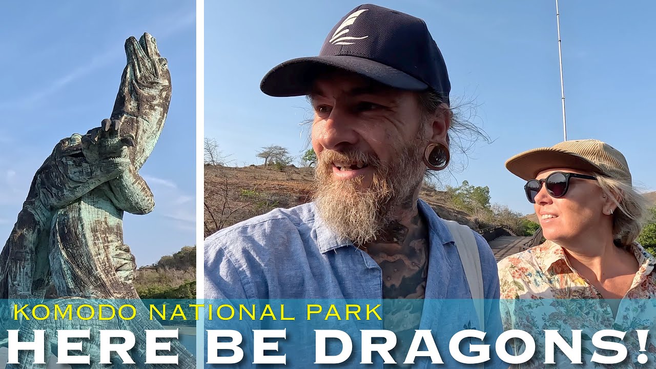 Vizitarea legendarei dragoni Komodo din Indonezia și văzând maimuțe sălbatice pe plajă!