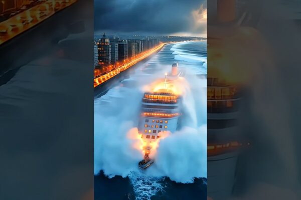 Nava de croazieră navigând pe vreme extremă