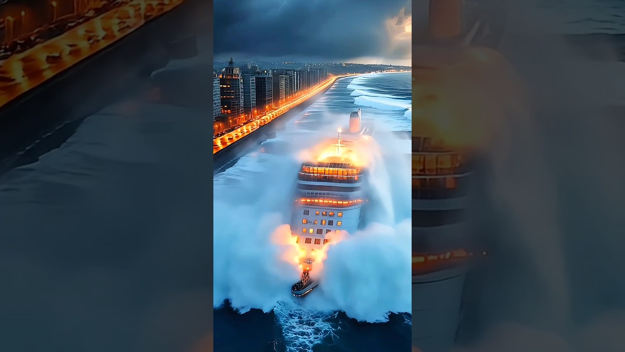 Nava de croazieră navigând pe vreme extremă