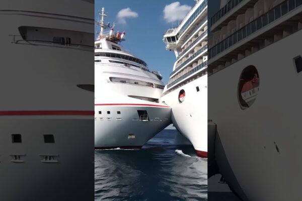 "Metal împotriva metalului: navele de moment șocant se ciocnesc pe mare!#Boatcrash#MarineCollision#OceanDanger"