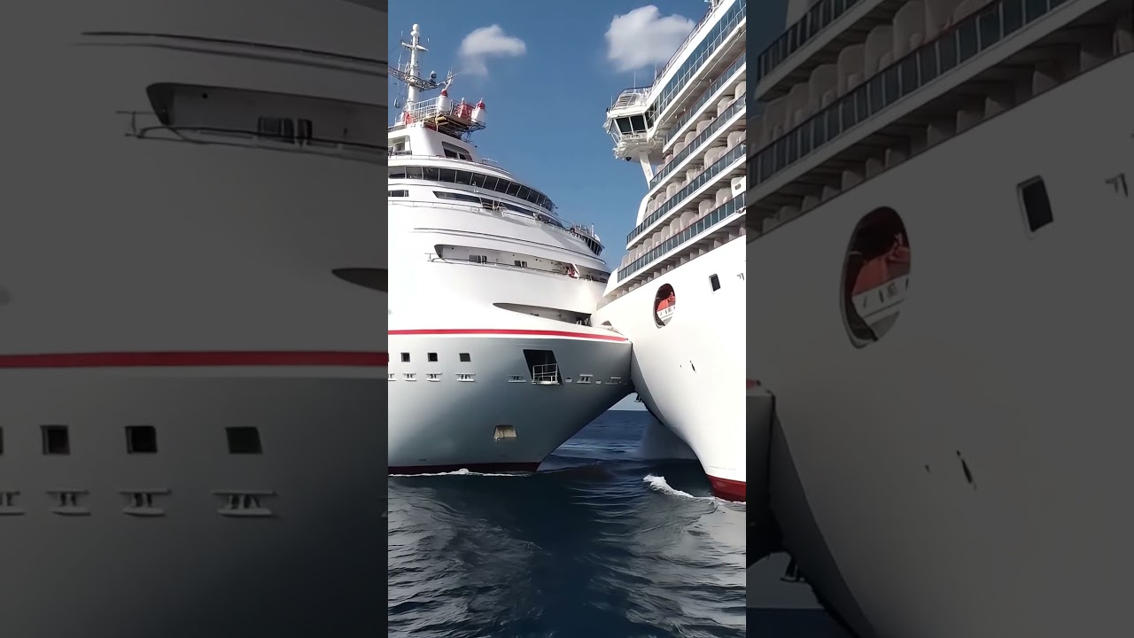 "Metal împotriva metalului: navele de moment șocant se ciocnesc pe mare!#Boatcrash#MarineCollision#OceanDanger"
