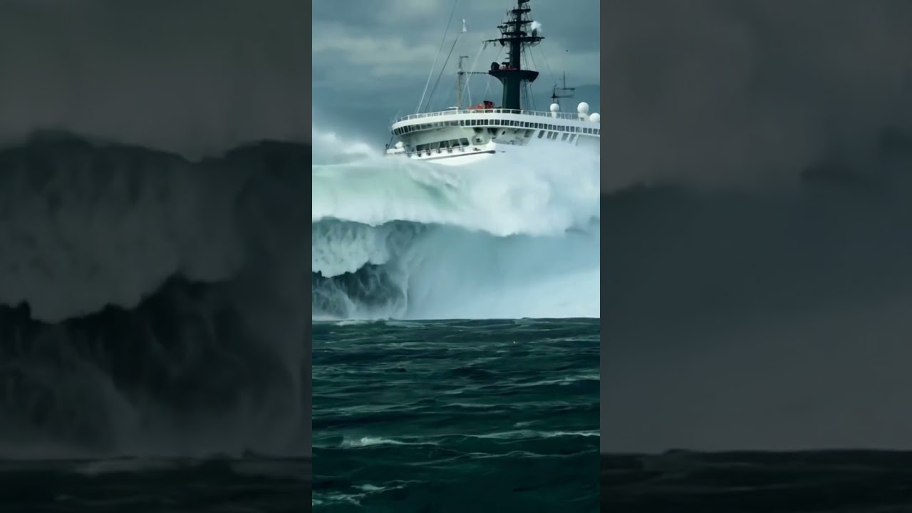 Un iaht prins într -un val masiv poate supraviețui? #scaryocean #yacht #Ocean
