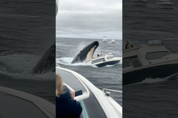 Șoc pe mare! Balena înnebunește, sare din apă și capsizează iahtul#balenă#yacht#horror mare