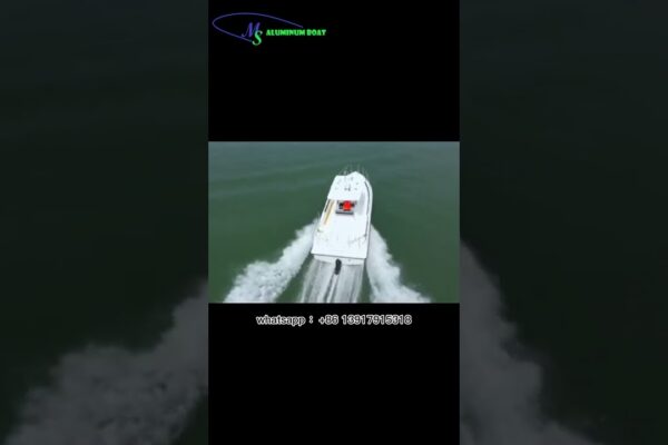 Barcă de pescuit din aluminiu de 8,75 m cu motor diesel în bord. Punte spațioasă, cu performanțe excelente.