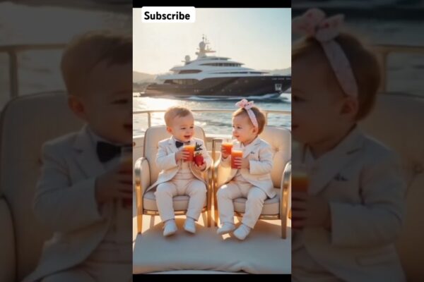 Bebelușii de lux pe un iaht 🛥️✨ Zâmbete drăguțe 😍🍓 #Luxurlifestyle #EliteBabies #ShortFeed #YachtLife #dragoste