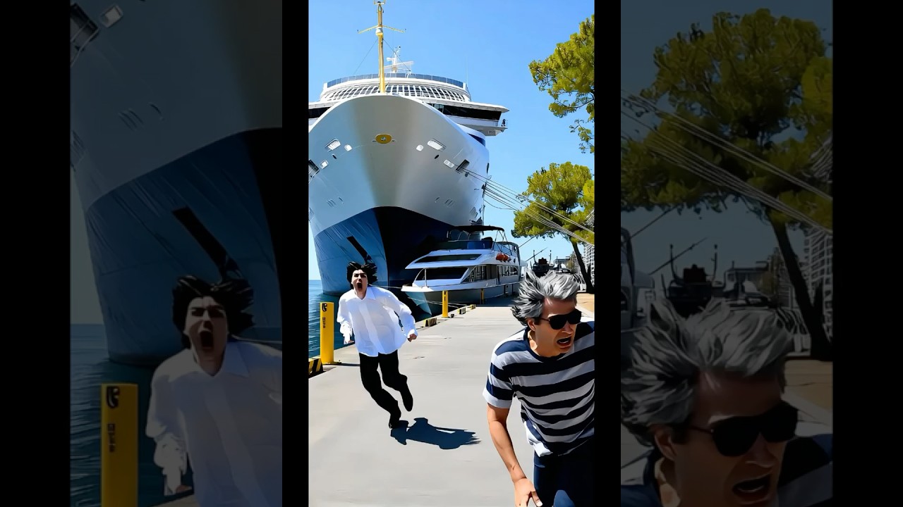 "Nava masivă de croazieră se prăbușește în iaht lângă Dock! #PortShock #cruisecrash"